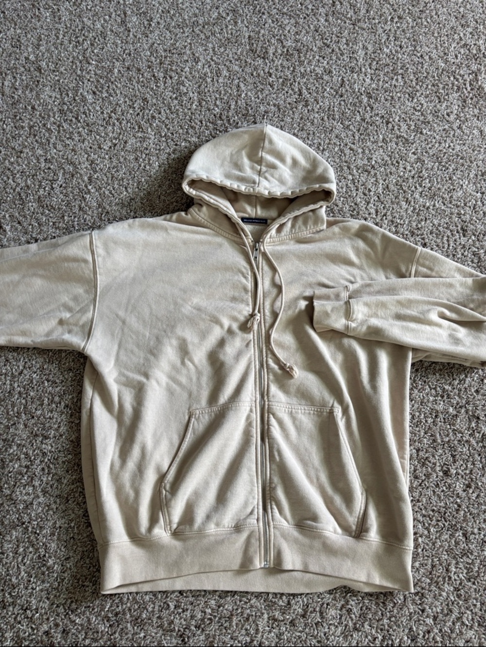 Brandy Melville Beige christy Full-Zip Hoodie